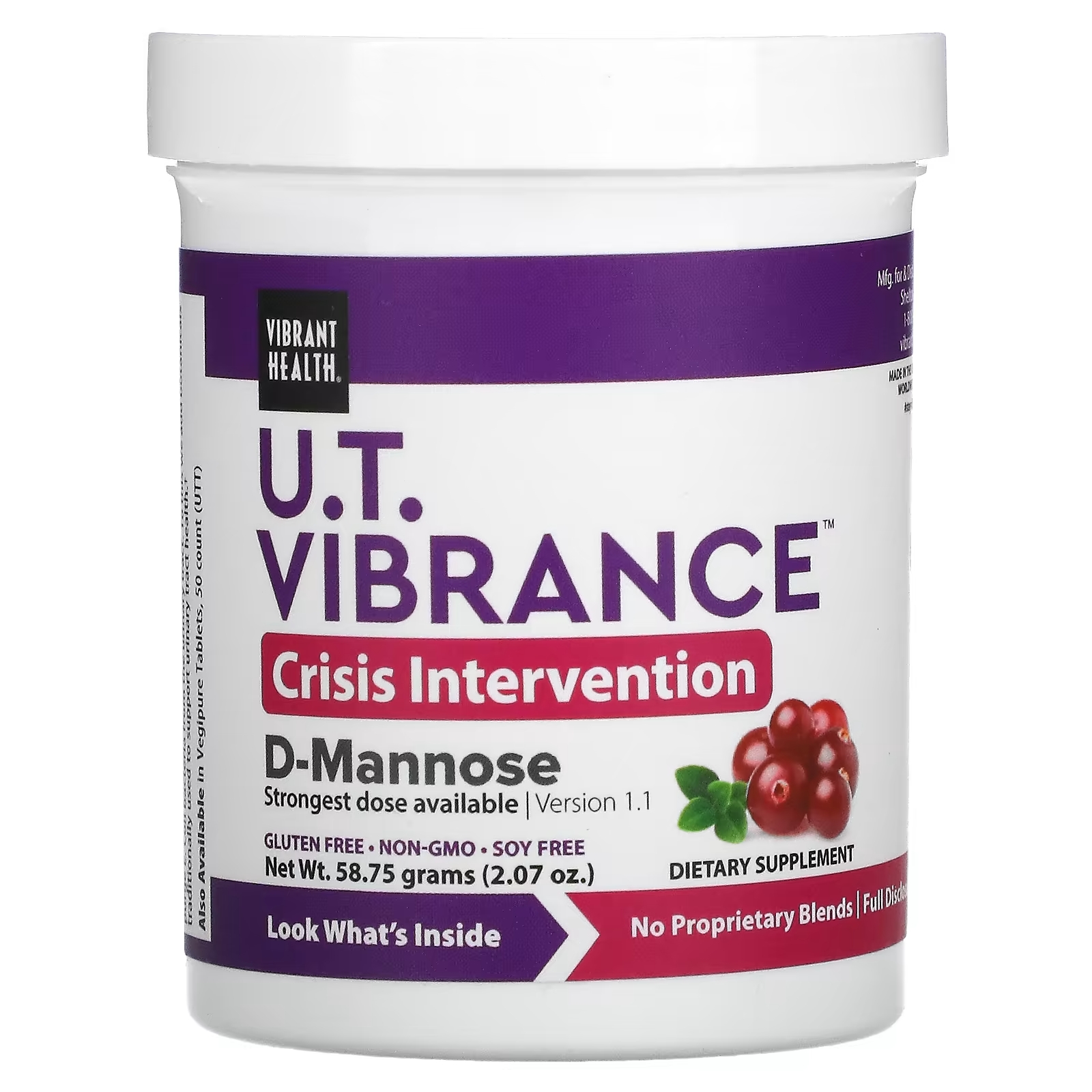 Vibrant Health UT Vibrance D-манноза 5000 мг версия 1.1, 64,55 г