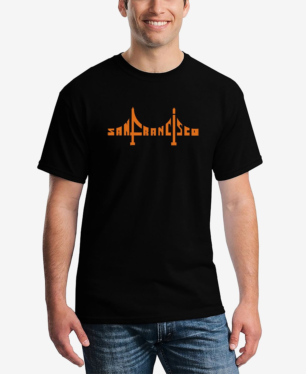 архитектура lego сан франциско Мужская футболка с коротким рукавом и надписью мост сан-франциско LA Pop Art, черный