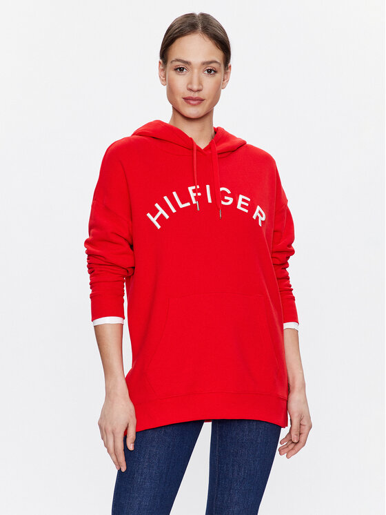 Толстовка свободного кроя Tommy Hilfiger, красный пуловер свободного кроя tommy hilfiger красный