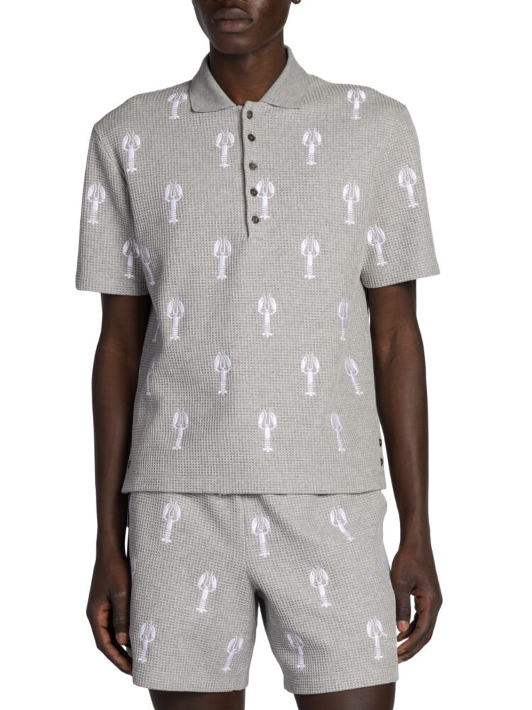 

Поло вафельной вязки с вышивкой лобстера Thom Browne, цвет Light Grey