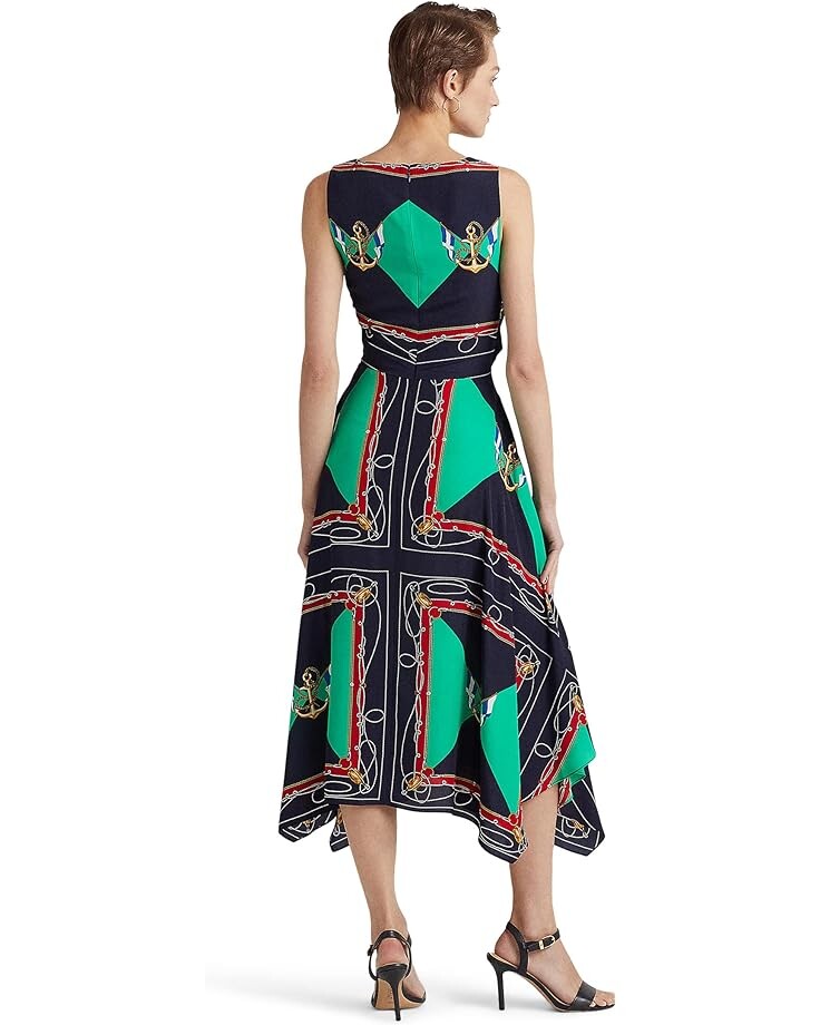 

Платье LAUREN Ralph Lauren Print Crepe Dress, цвет Navy/Green Multi