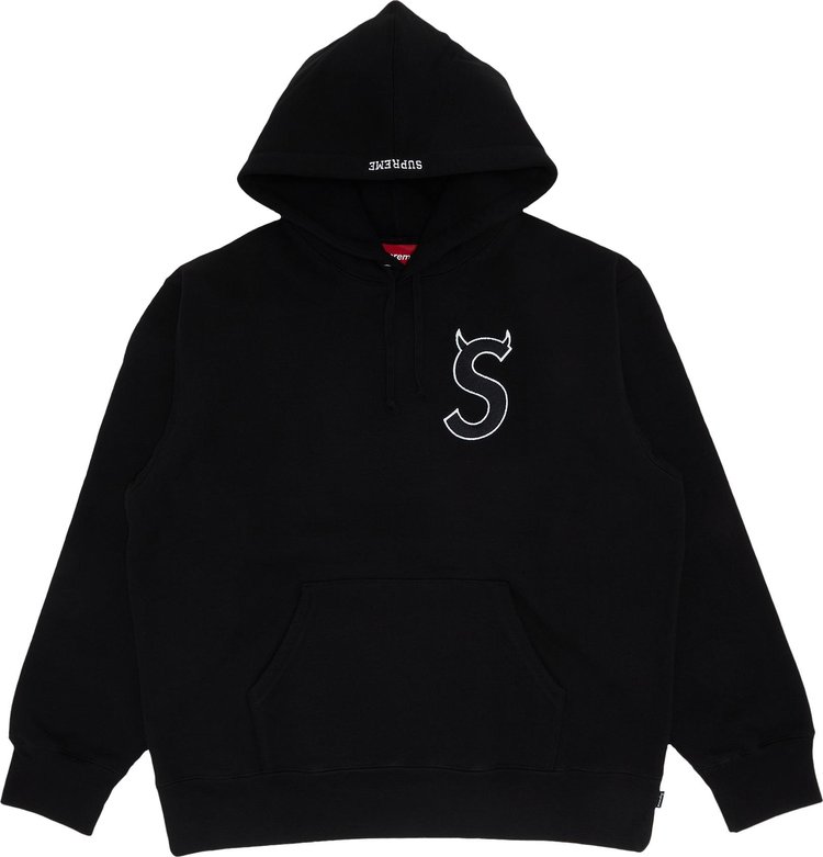 толстовка supreme big logo hooded sweatshirt black черный Толстовка Supreme S Logo Hooded Sweatshirt 'Black', черный