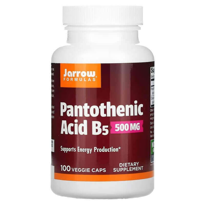 Пантотеновая кислота B5 Jarrow Formulas 500 мг, 100 растительных капсул пантотеновая кислота jarrow formulas витамин b5 100 капсул