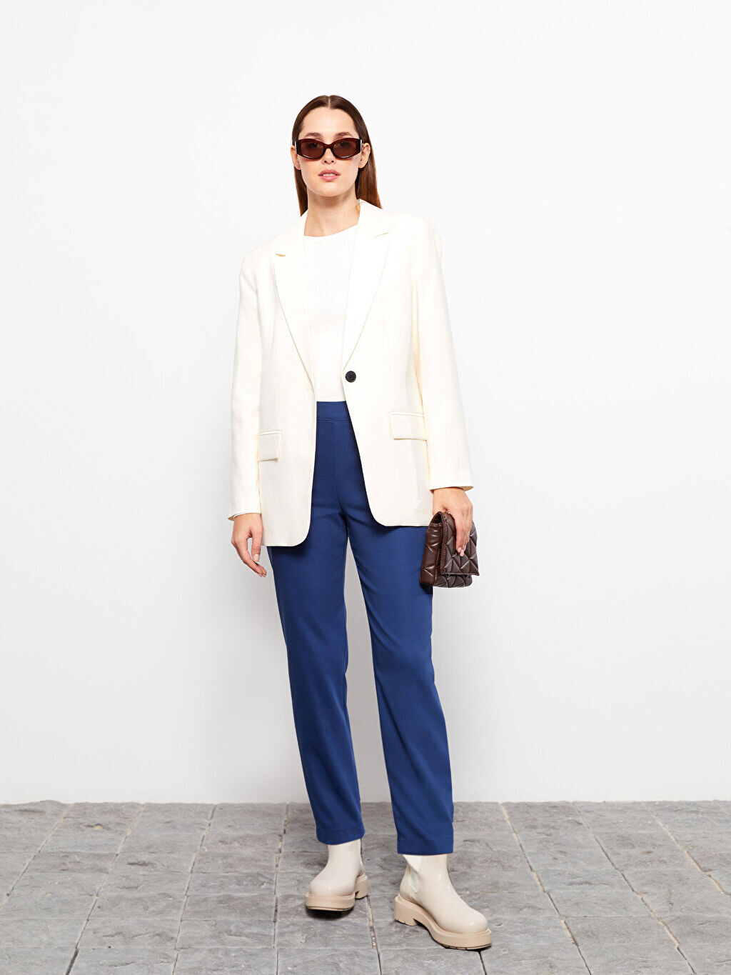 

Прямые женские брюки стандартного кроя LCW Modest, Синий