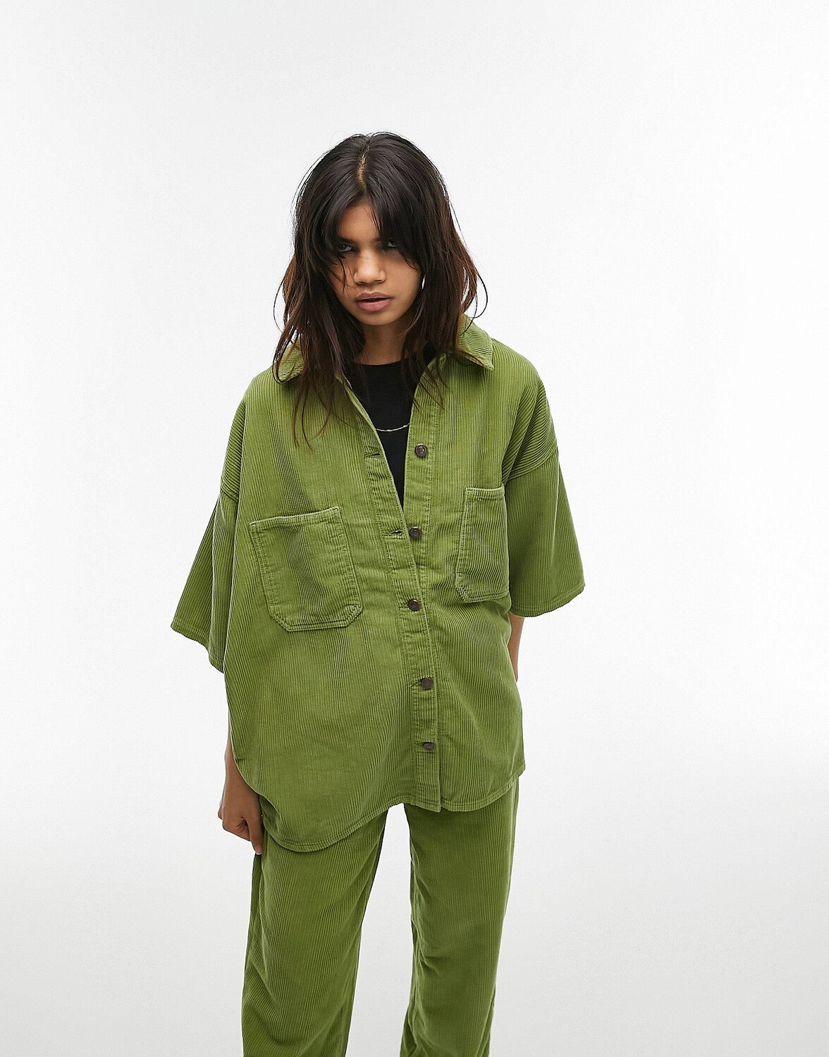 

Зеленая вельветовая куртка Topshop