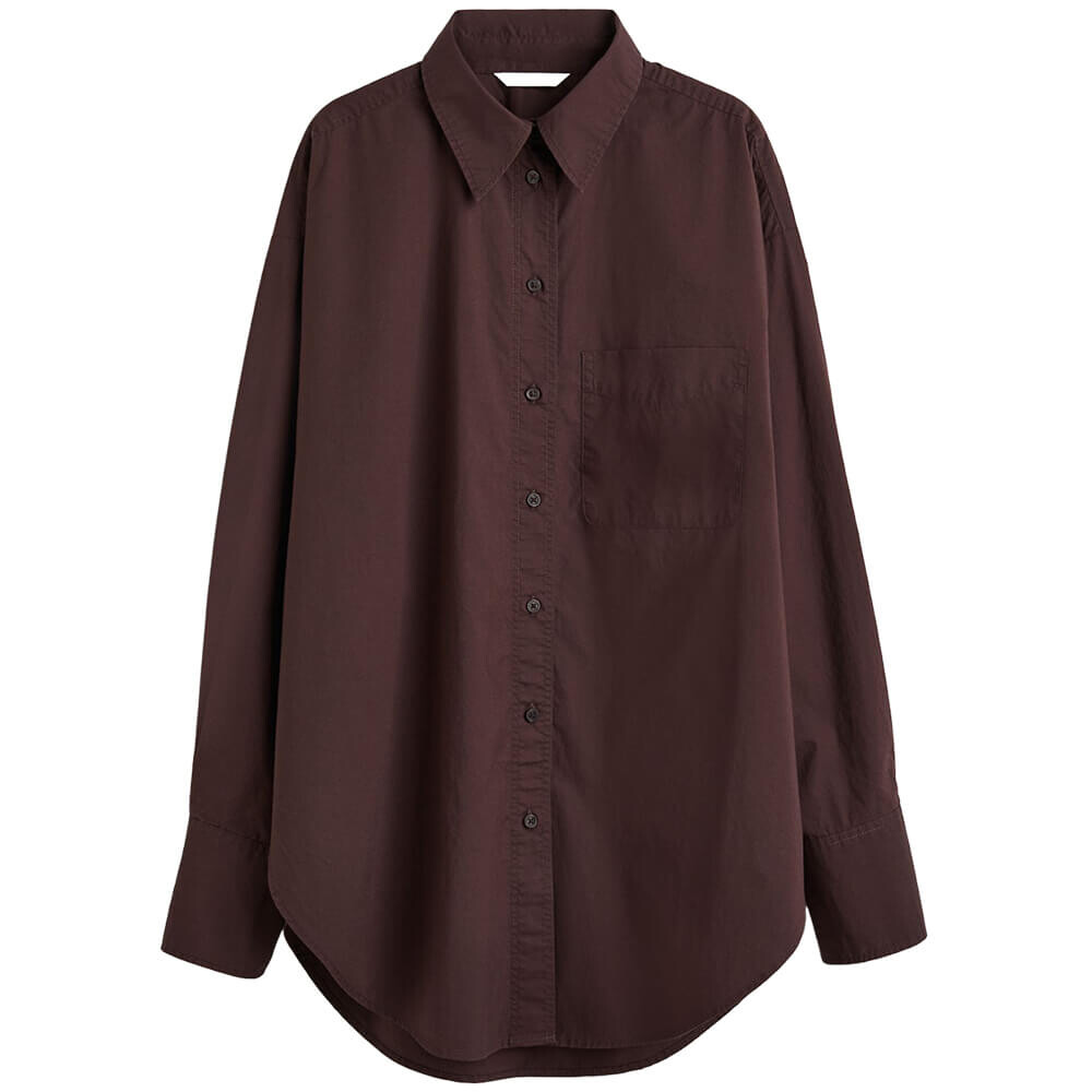 

Рубашка H&M Oversized Cotton, темно-коричневый