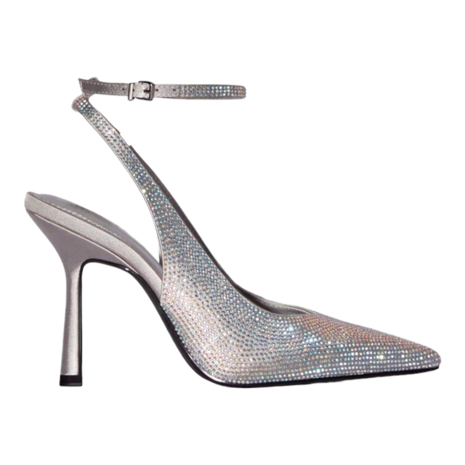 

Туфли Bershka Rhinestone-encrusted Heeled Slingback, серебряный
