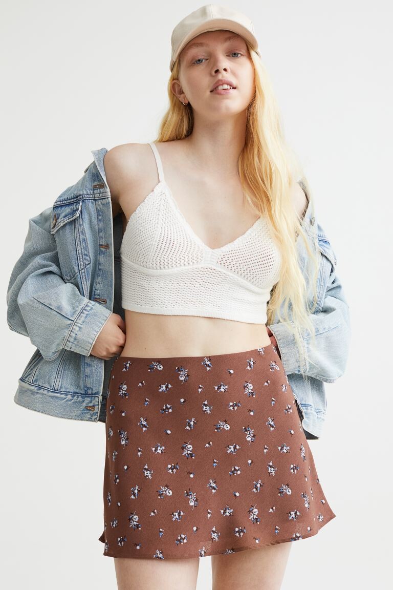 

Юбка А-силуэта H&M, коричневый/цветы