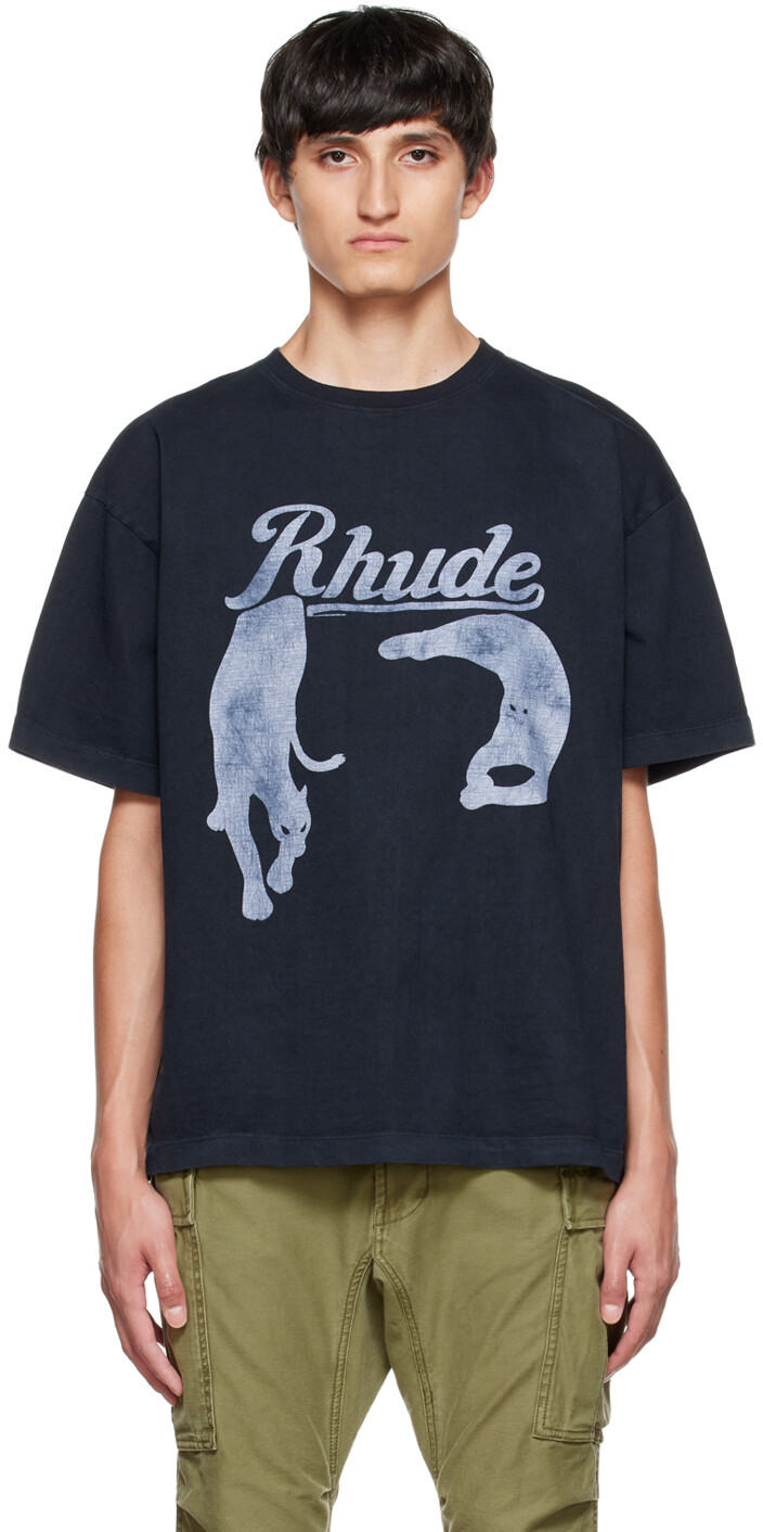 

Черная футболка с принтом Rhude