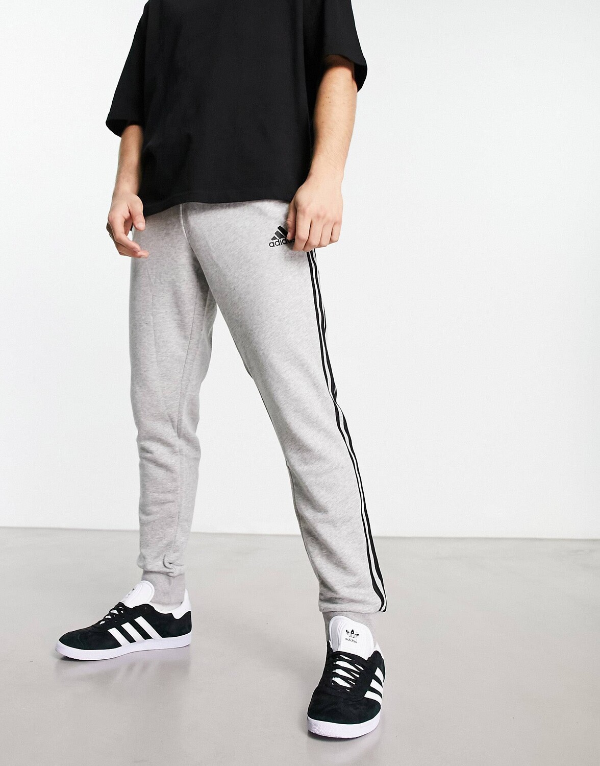 

Мужские джоггеры Adidas Sportswear Essential 3 stripe, серый/черный