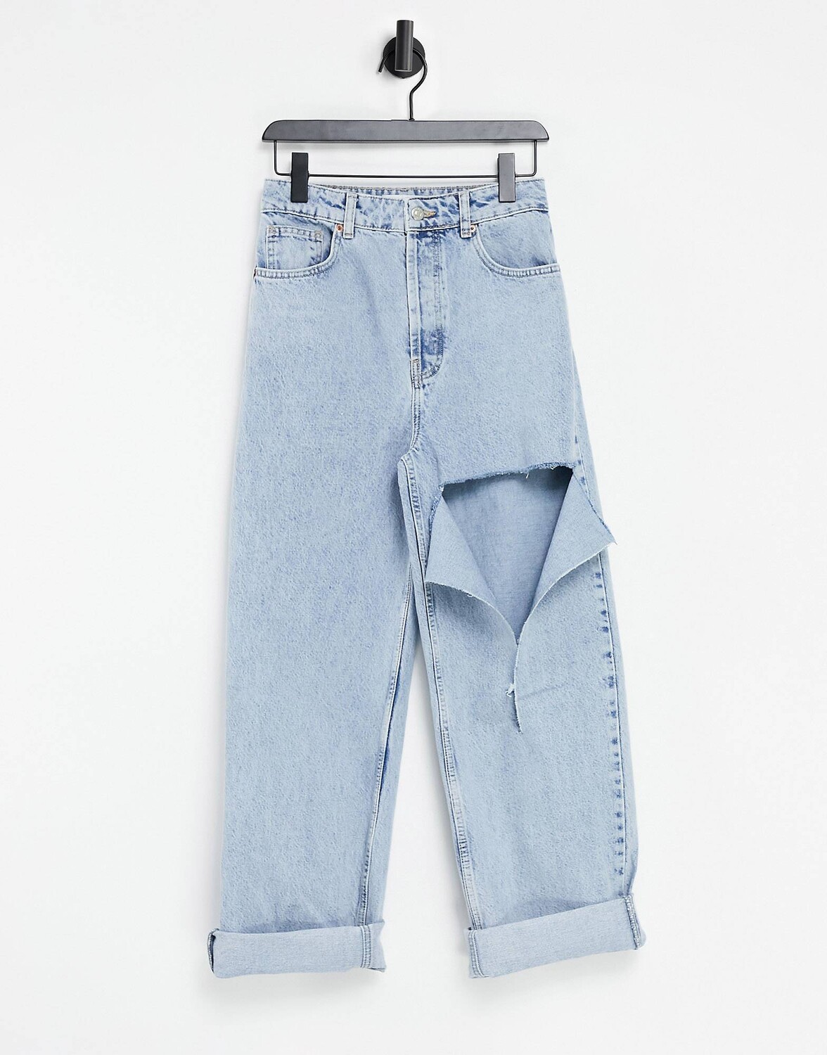

Выбеленные джинсы оверсайз Mom Topshop с прорехами
