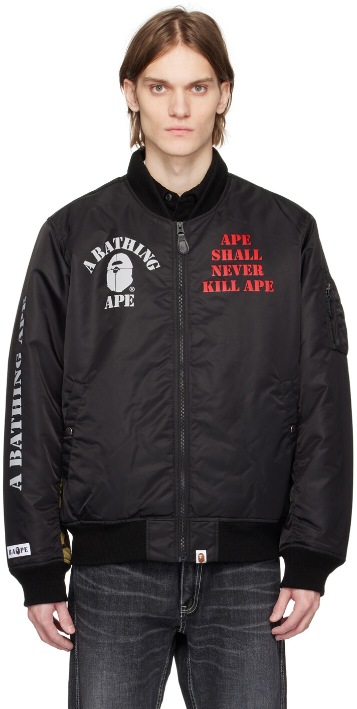 

Черная куртка-бомбер Stencil MA-1 BAPE