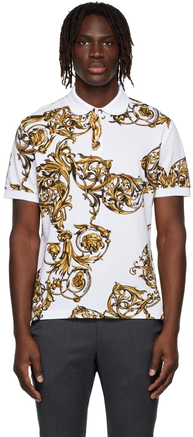

Белая рубашка-поло с гирляндой Versace Jeans Couture