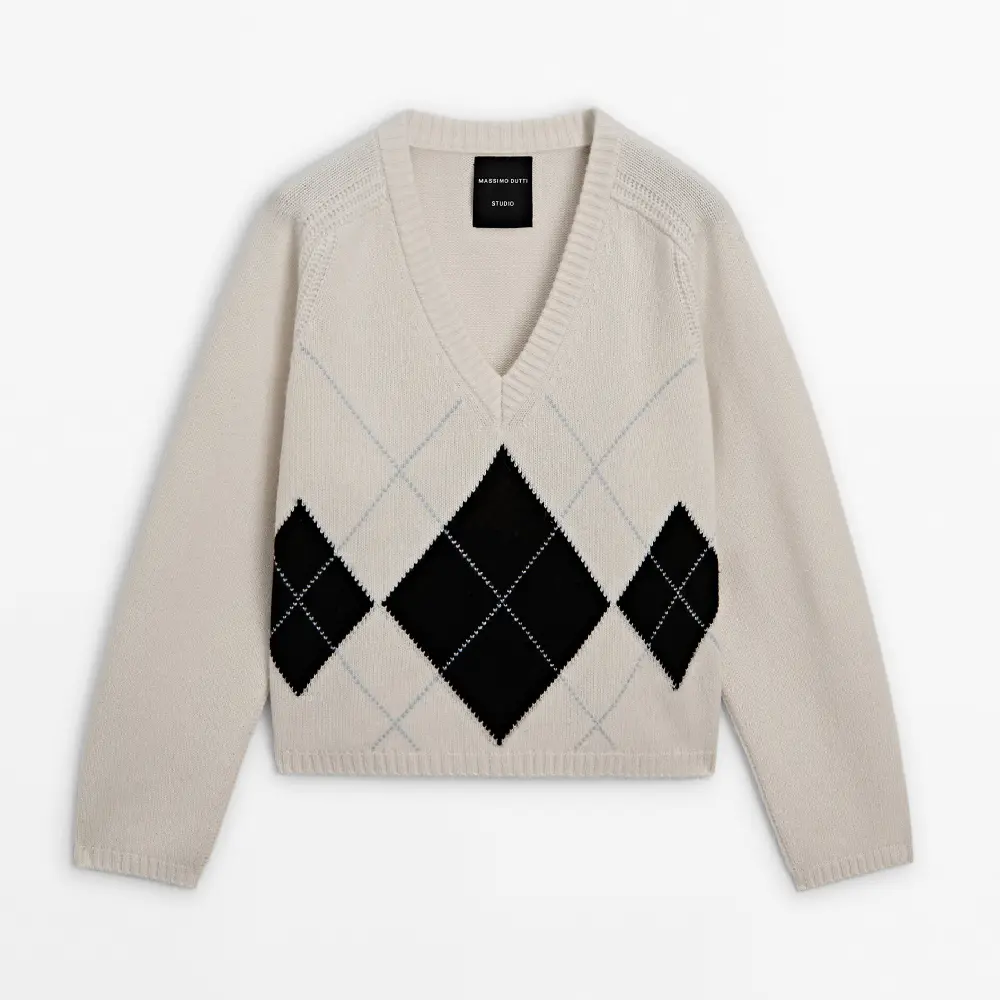 

Свитер Massimo Dutti Diamond-design Knit - Studio, кремовый