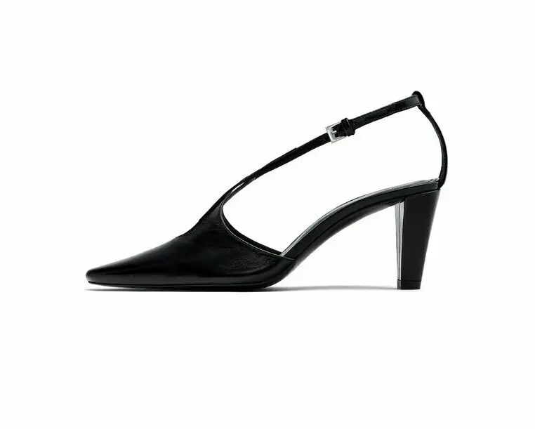 

Классические туфли на каблуке With Criss-Cross Straps Massimo Dutti, черные