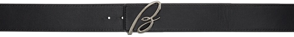 

Черный тонкий ремень с логотипом B Brioni