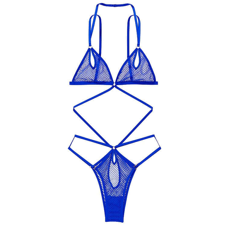 

Комплект белья Victoria's Secret Very Sexy Open Cup Strappy Naked Teddy, синий