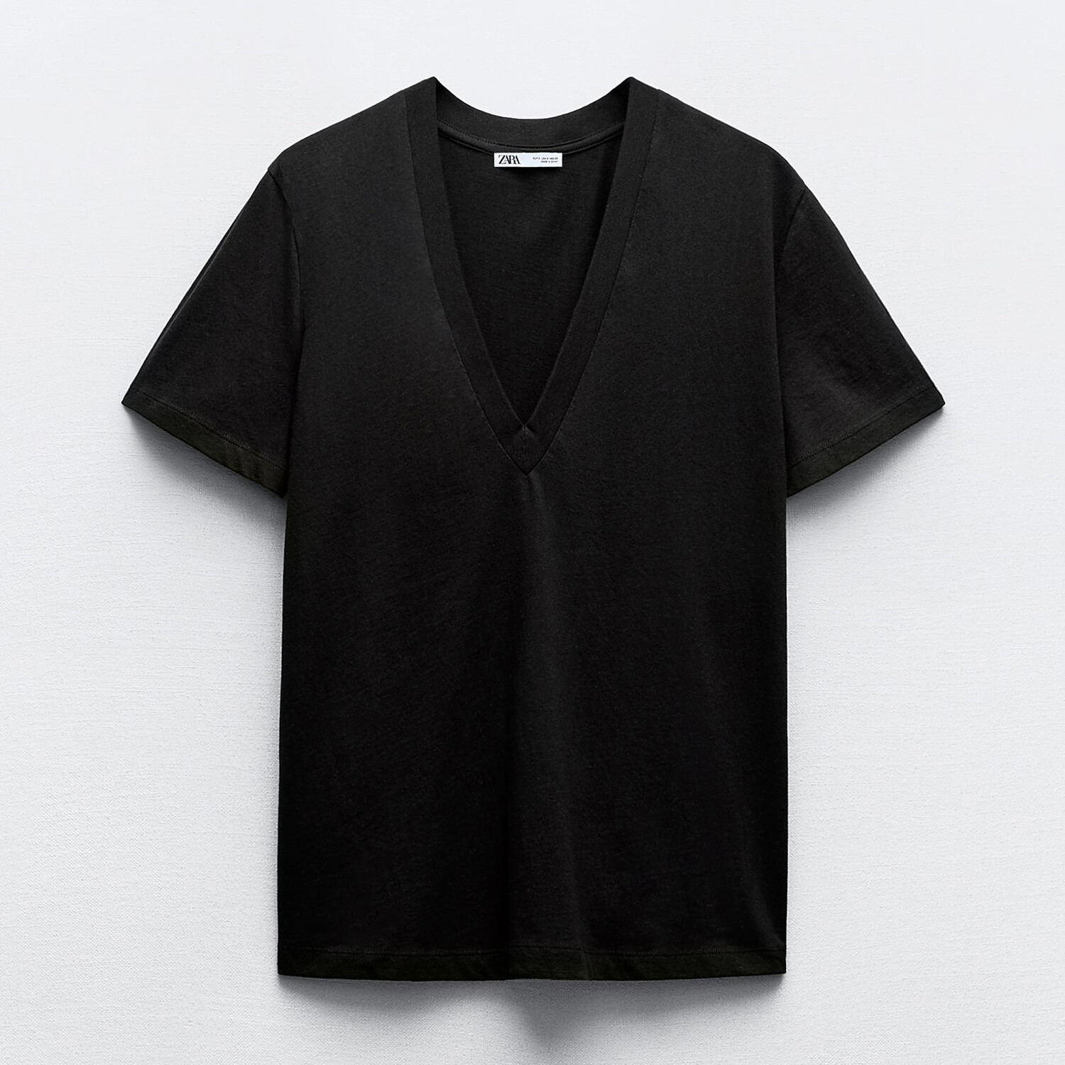 

Футболка Zara Cotton With Enzyme Finish, черный