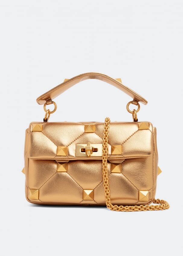 

Сумка VALENTINO GARAVANI Roman Stud medium shoulder bag, золотой