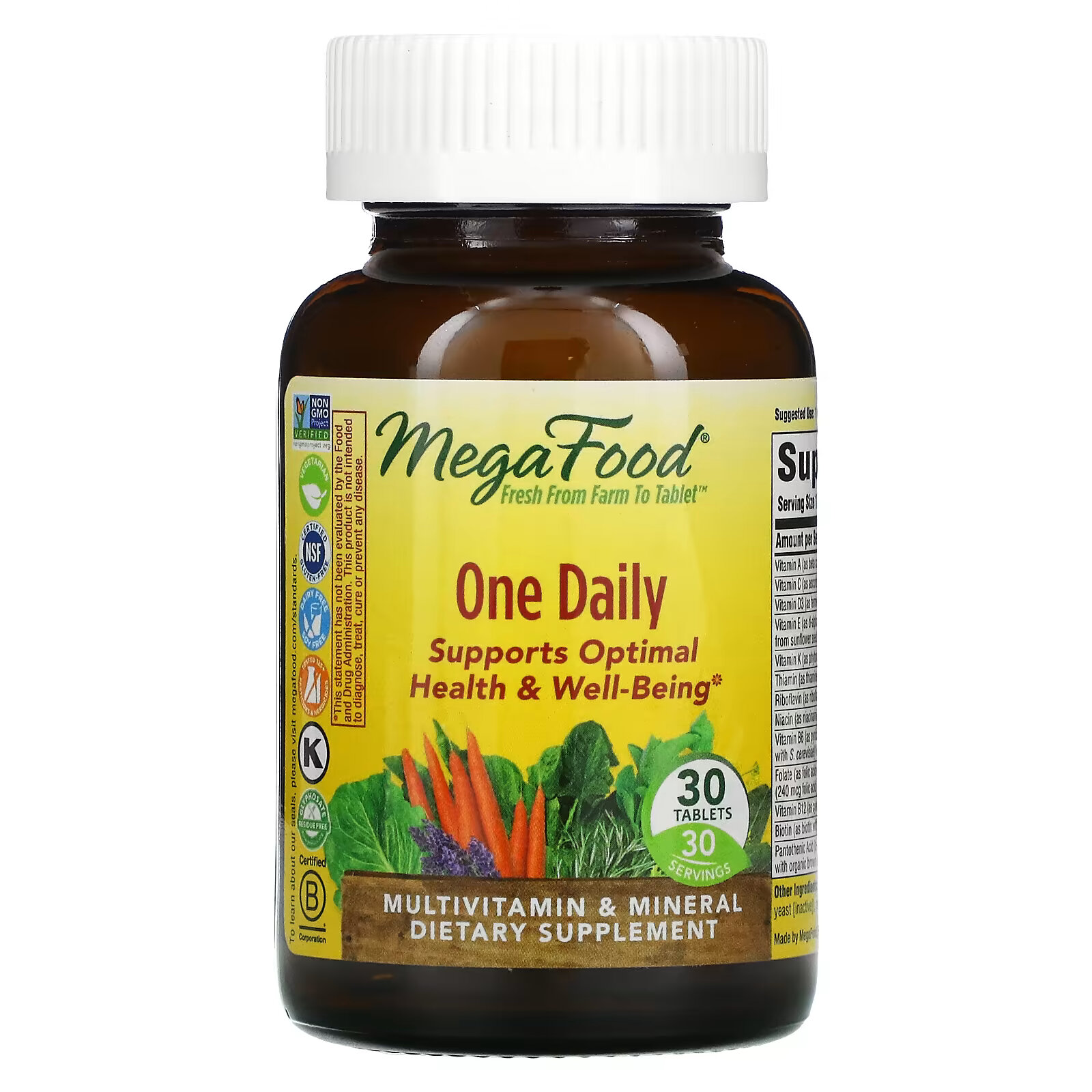 MegaFood, One Daily, витамины для приема один раз в день, 30 таблеток megafood one daily витамины для приема один раз в день 90 таблеток