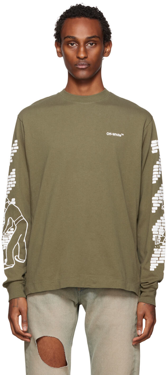 

Футболка цвета хаки Bricks Skate с длинным рукавом Off-White
