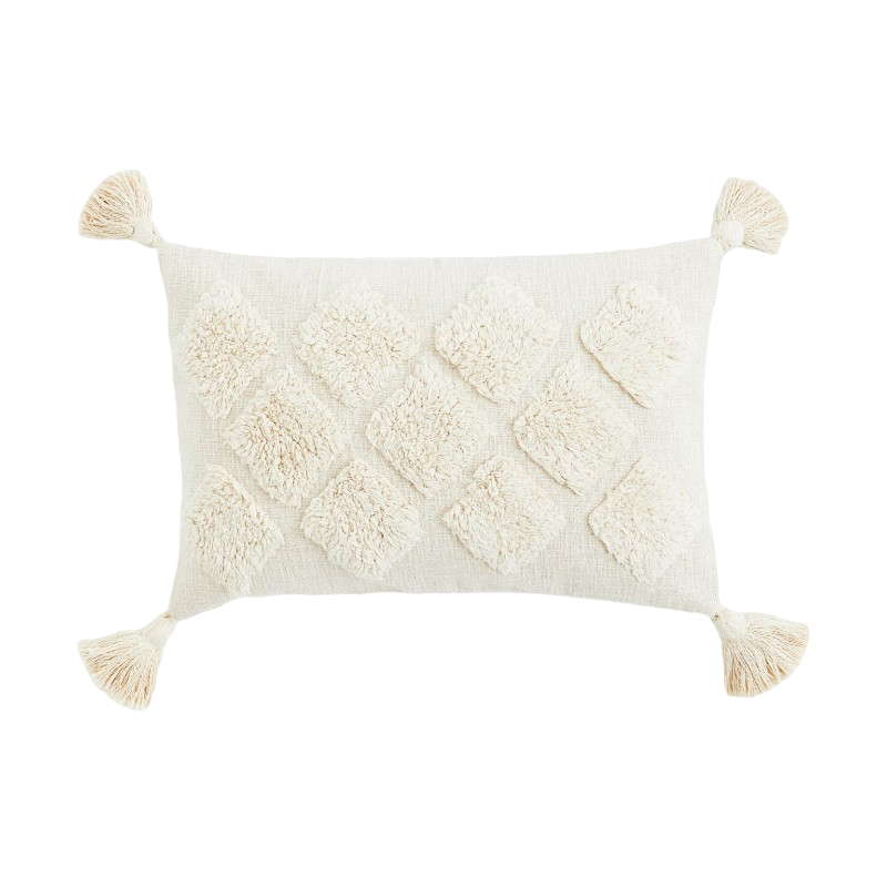 Чехол для декоративной подушки H&M Home Tasseled, белый