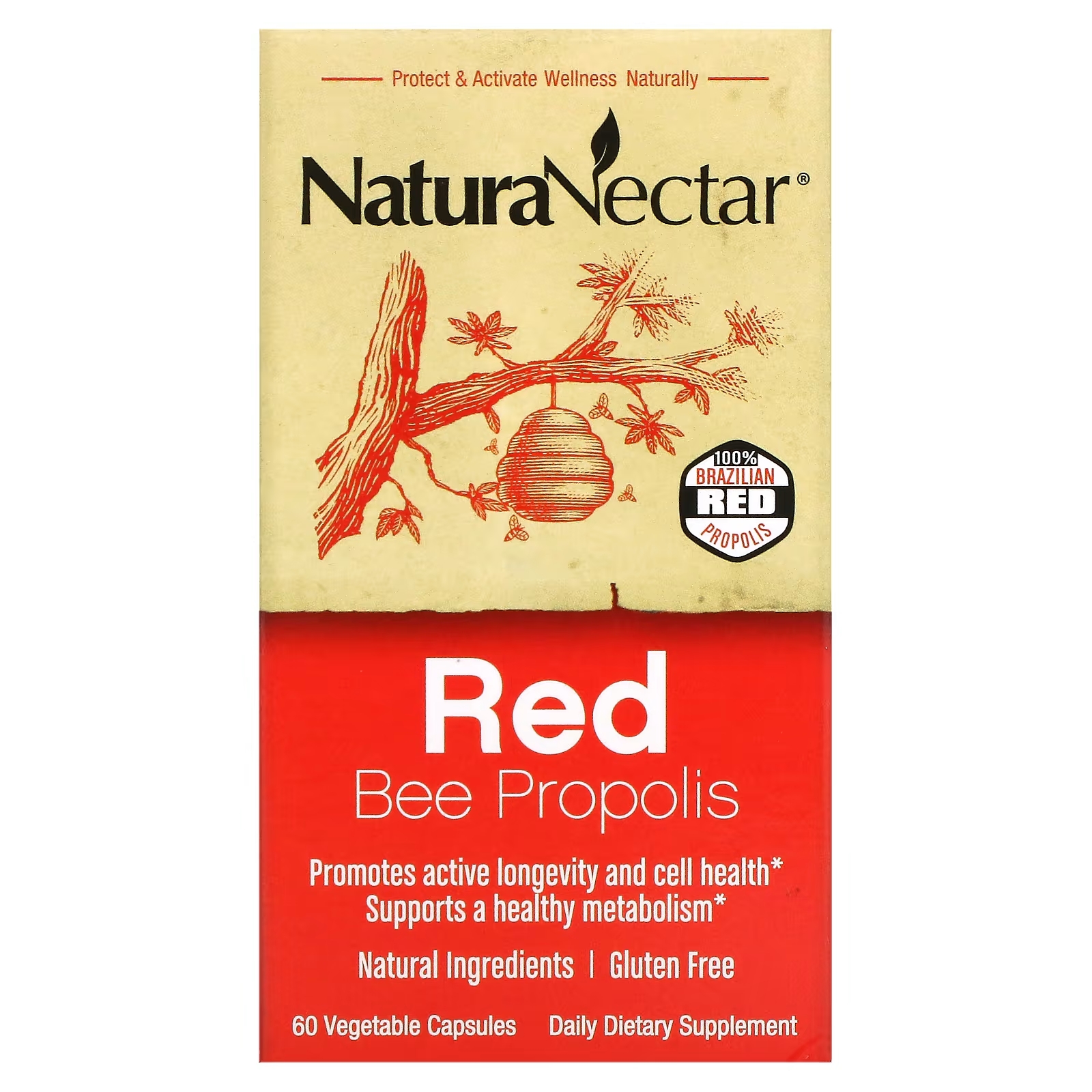 Красный Пчелиный Прополис NaturaNectar,60 вегетарианских капсул
