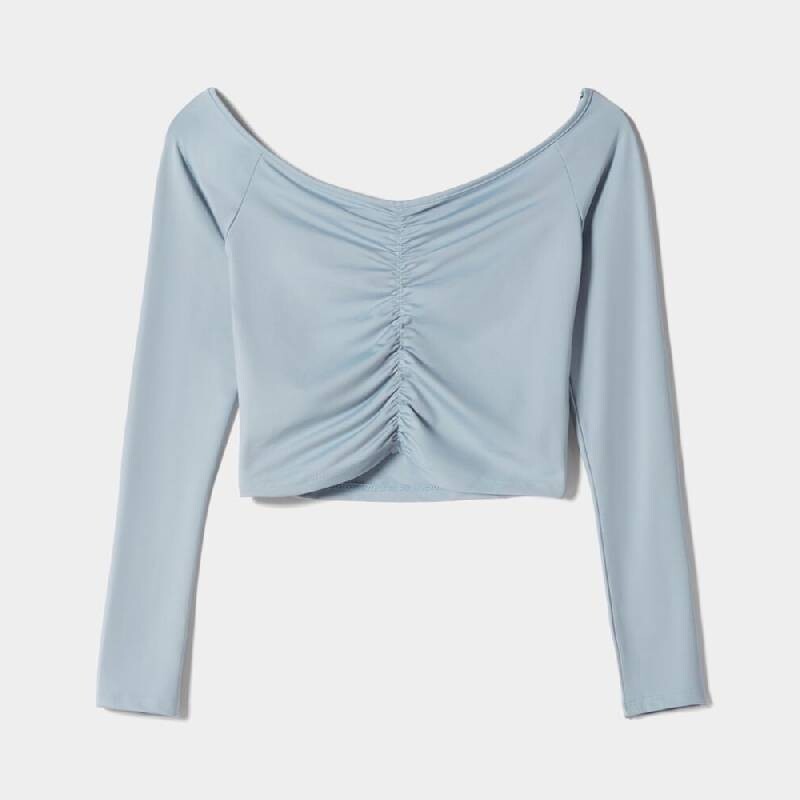 

Топ Bershka Gathered Bardot, голубой