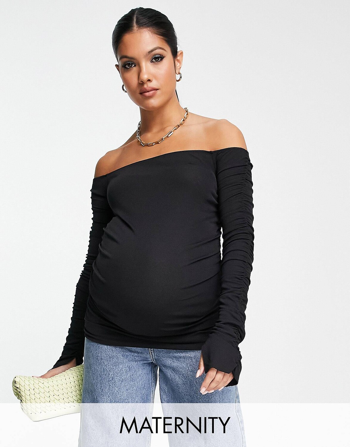 

Черная сетчатая футболка с длинными рукавами Topshop Maternity
