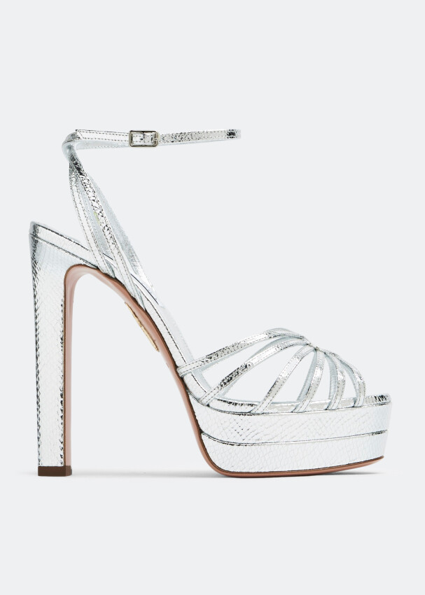 

Сандалии AQUAZZURA Flow Plateau 130 sandals, серебряный