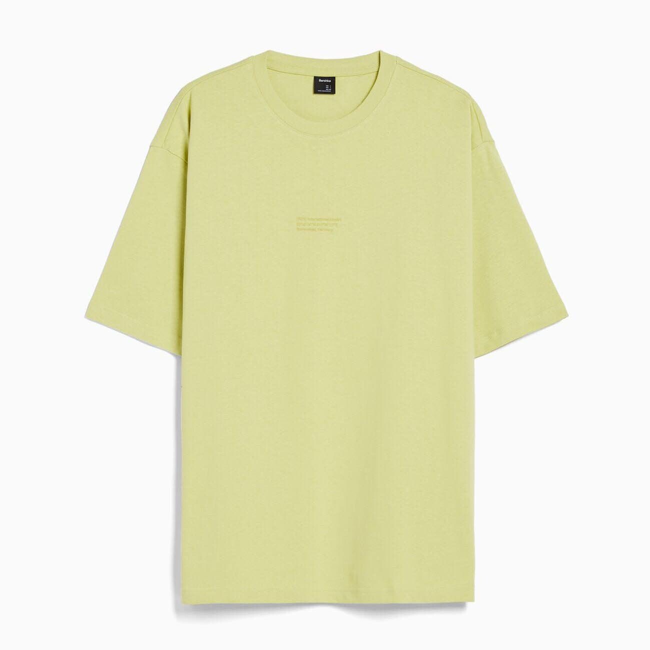 

Футболка Bershka Printed Short Sleeve Oversize, лаймовый