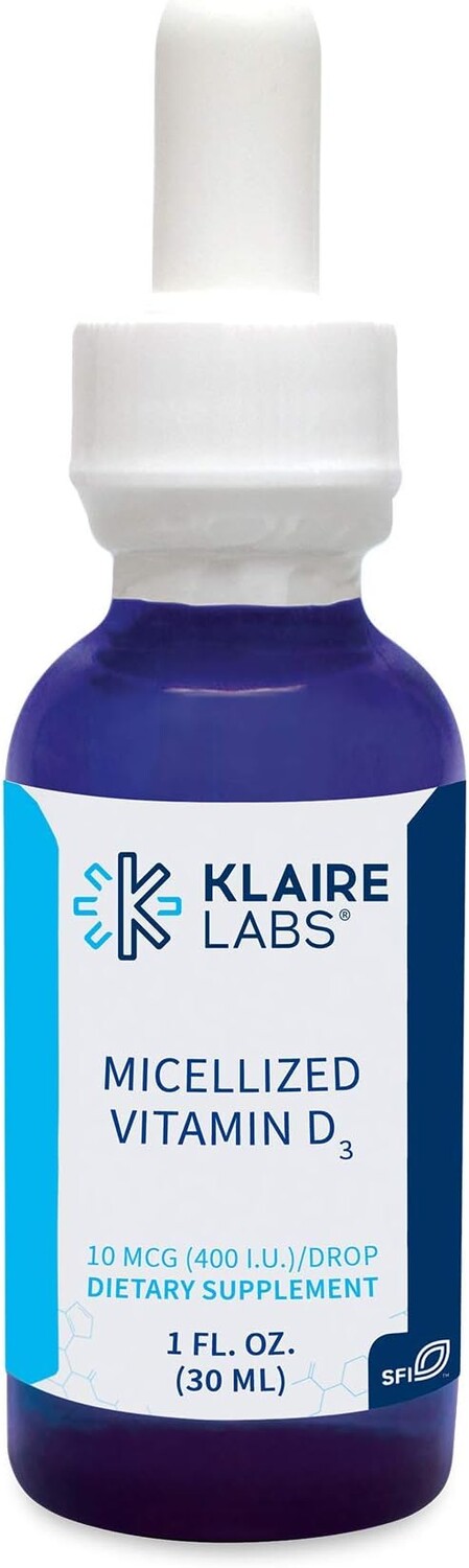 

Мицеллизованный жидкий витамин D3 от Klaire Labs 400 МЕ, 30 мл
