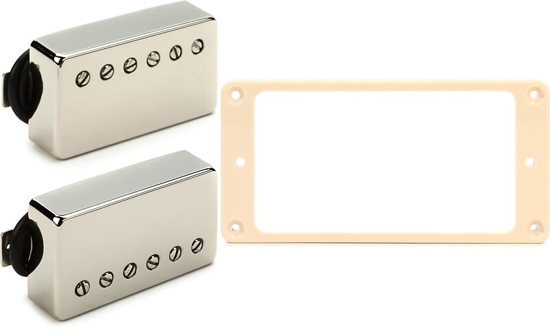 

Комплект звукоснимателей Seymour Duncan Pearly Gates Humbucker из 2 предметов — никелевый комплект с аксессуарами Gibson Монтажное кольцо бриджевого звукоснимателя — кремовый