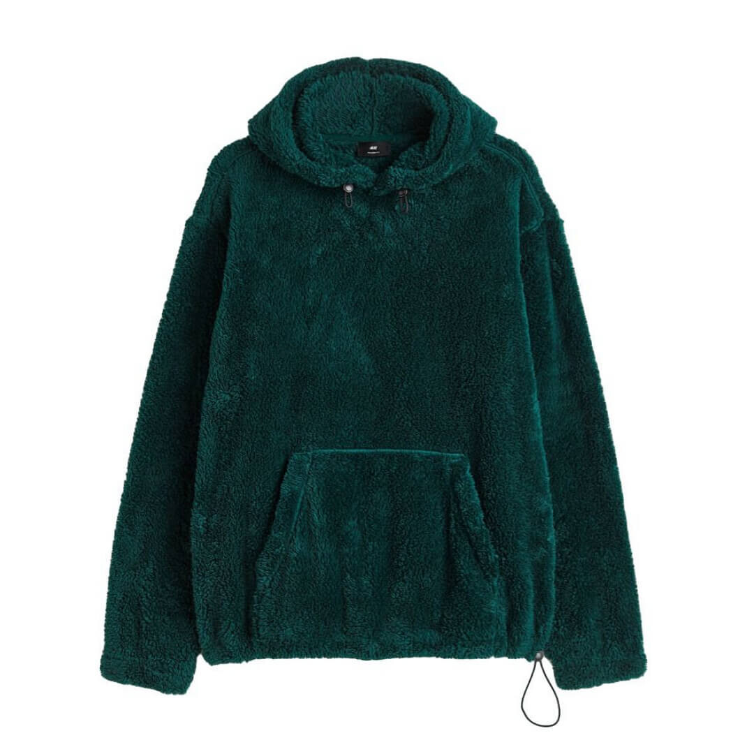 

Флисовая толстовка H&M Relaxed Fit Pile, темно-зеленый