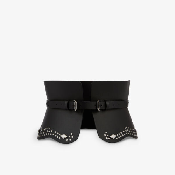 

Кожаный ремень с заклепками и высокой посадкой The Kooples, черный