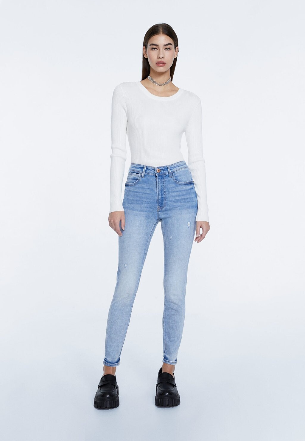 

Джинсы Skinny Fit Stradivarius, синий