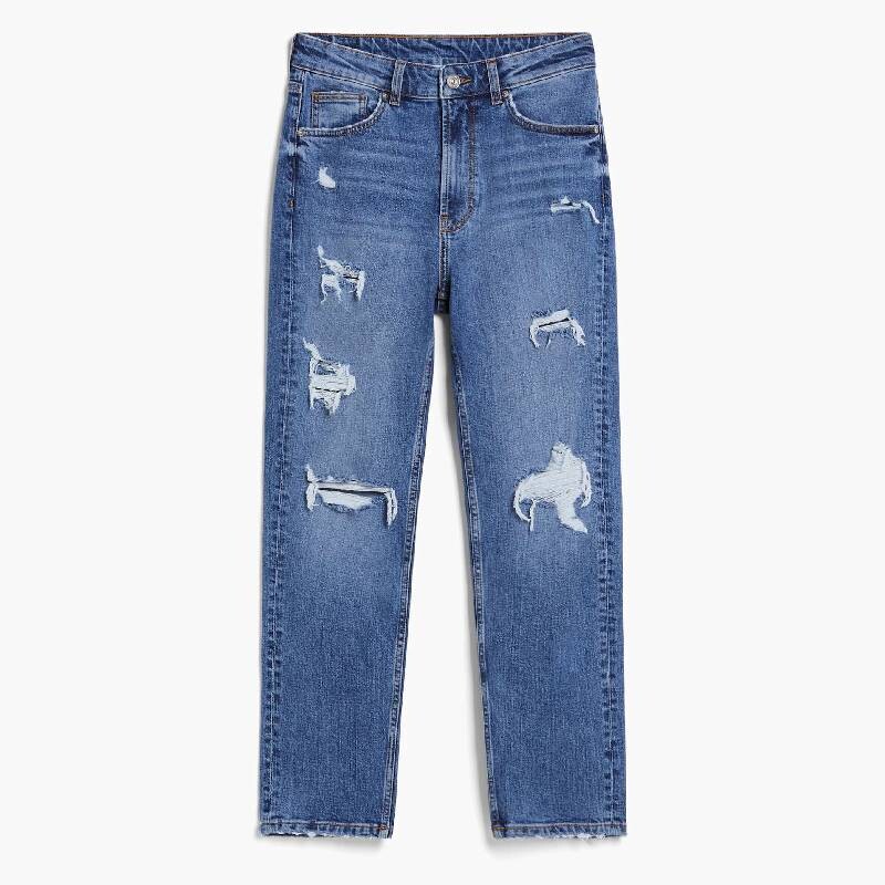 

Джинсы Bershka Ripped Сomfort Mom, синий