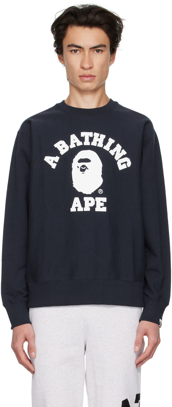 

Темно-синяя толстовка свободного кроя BAPE, Синий