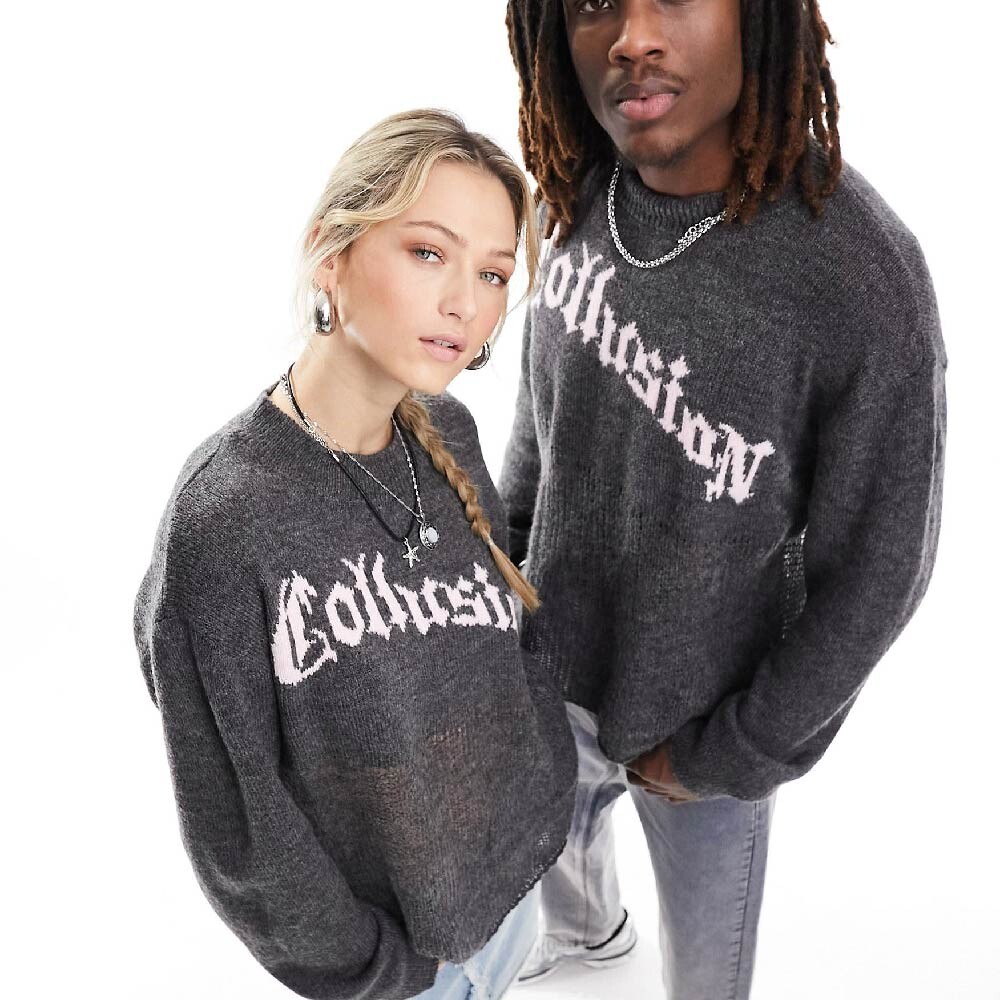 

Джемпер Collusion Unisex Branded Distressed Hem, темно-серый