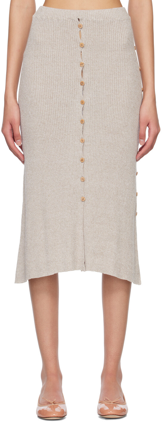 

Beige LouLou Midi Skirt Baserange