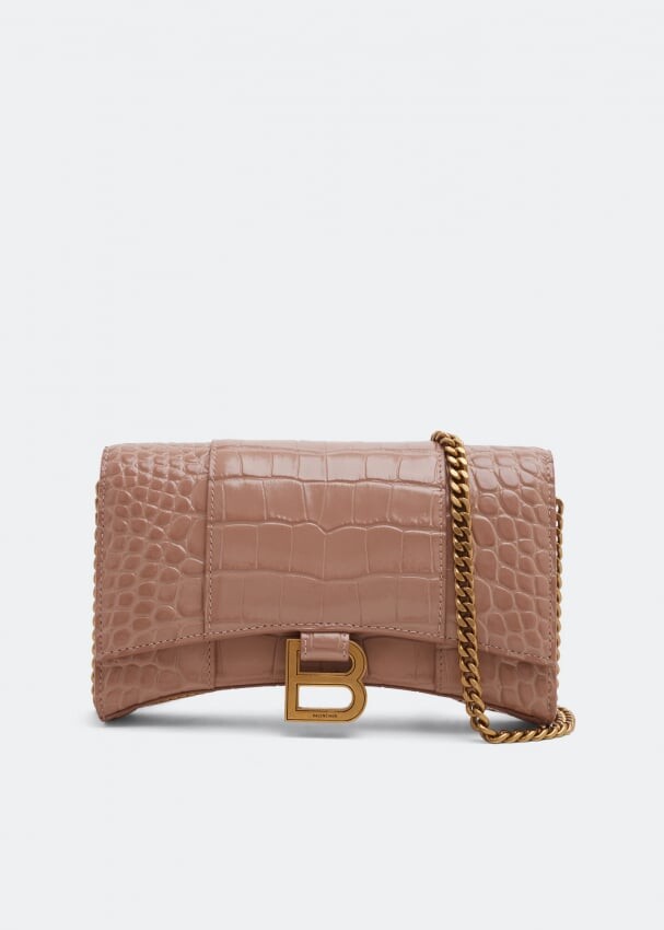 

Кошелек BALENCIAGA Hourglass chain wallet, бежевый