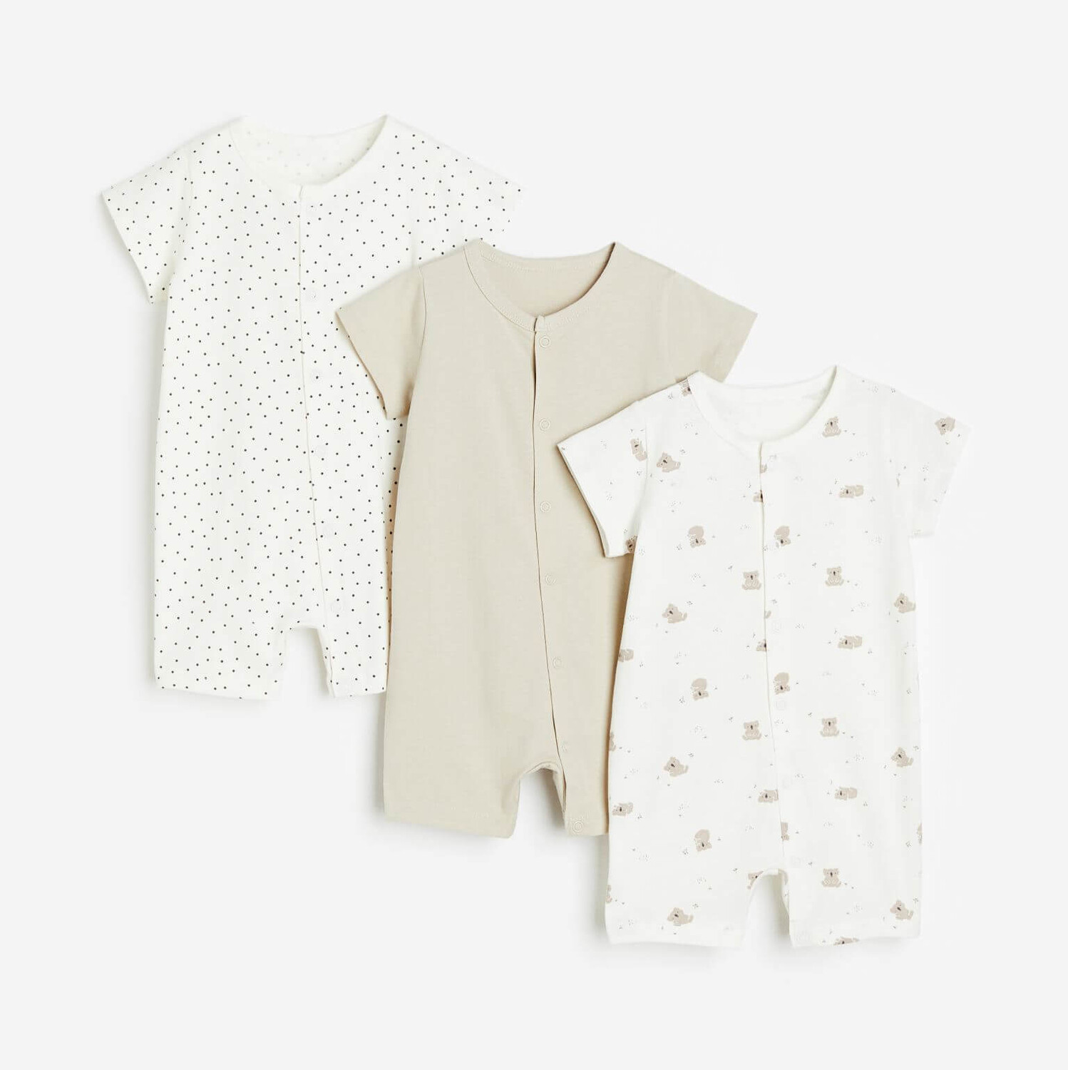 

Комплект детских пижам H&M Cotton, 3 предмета, белый/светло-бежевый