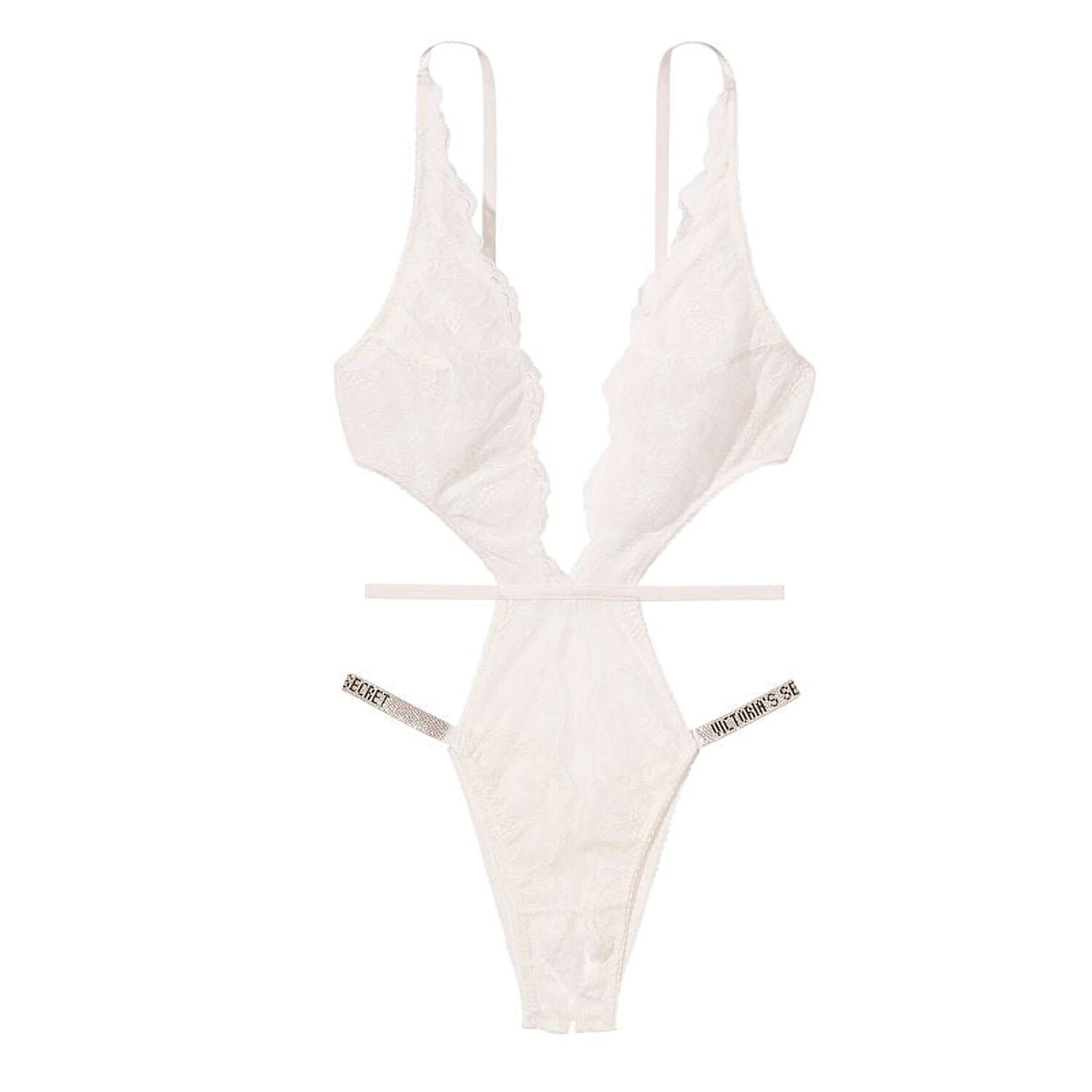 

Кружевное боди с вырезом Victoria's Secret Very Sexy Strap Crotchless Teddy, белый