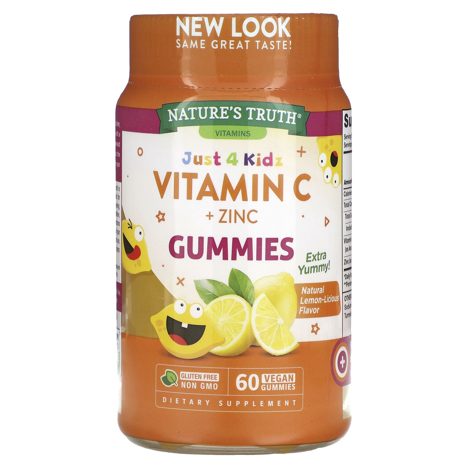 Витамин C и Цинк Nature's Truth, натуральный лимонный вкус, 60 жевательных мармеладок