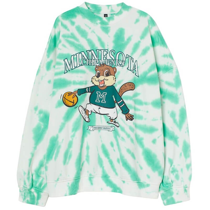 

Свитшот H&M Oversized Tie-Dye, светло-зеленый