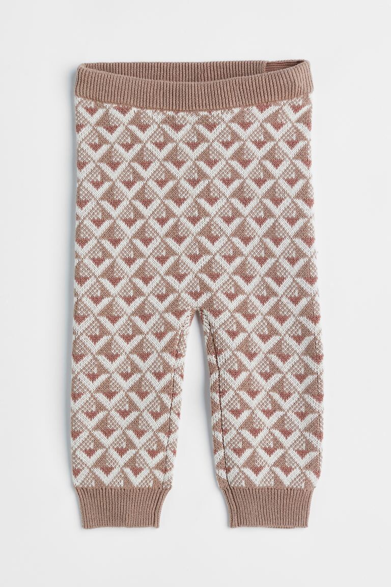 

Леггинсы жаккардовой вязки из хлопка H&M, темно-бежевый/узор
