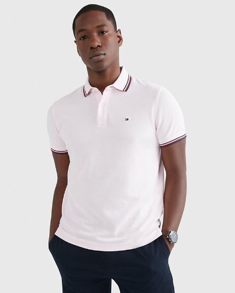 

Футболка-поло Tommy Hilfiger Regular Fit Tipped, светло-розовый