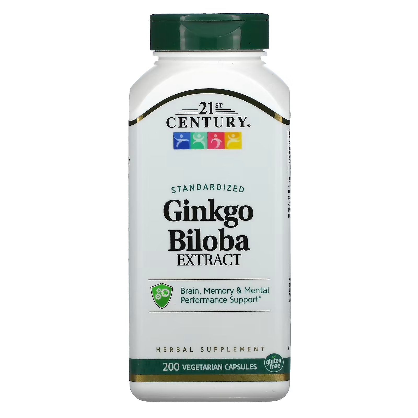 21st Century Экстракт Ginkgo biloba стандартизированный, 200 вегетарианских капсул 21st century экстракт чеснока стандартизированный 60 таблеток