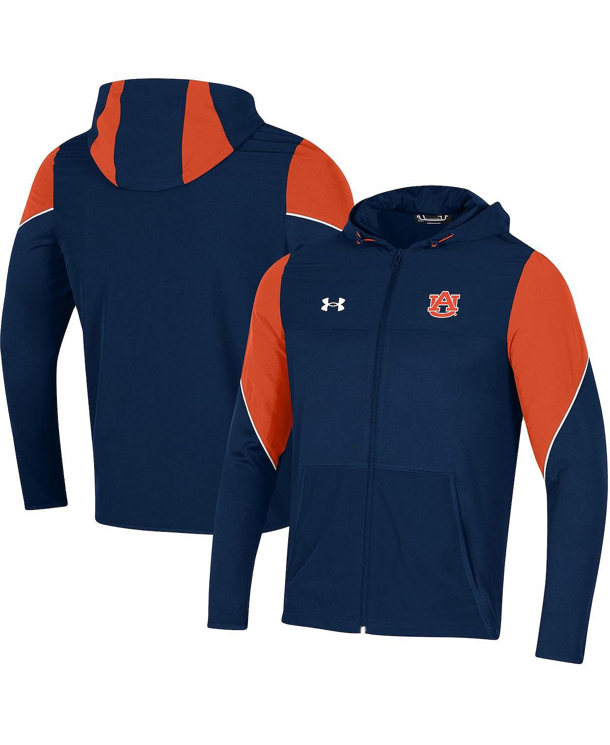 

Мужская темно-синяя худи с молнией во всю длину auburn tigers 2021 sideline warm-up Under Armour, синий