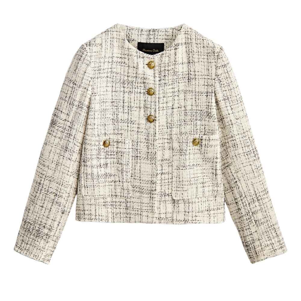 

Жакет Massimo Dutti Cropped With Golden Buttons, белый